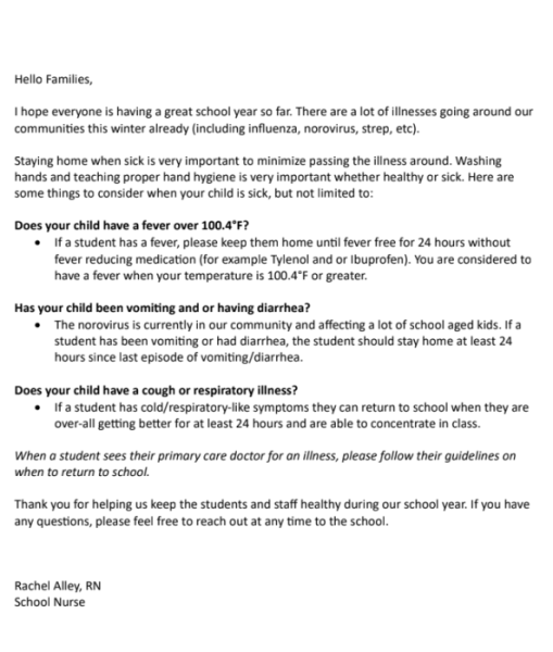 Large image of photo: letter from the nurse 12-7-2025